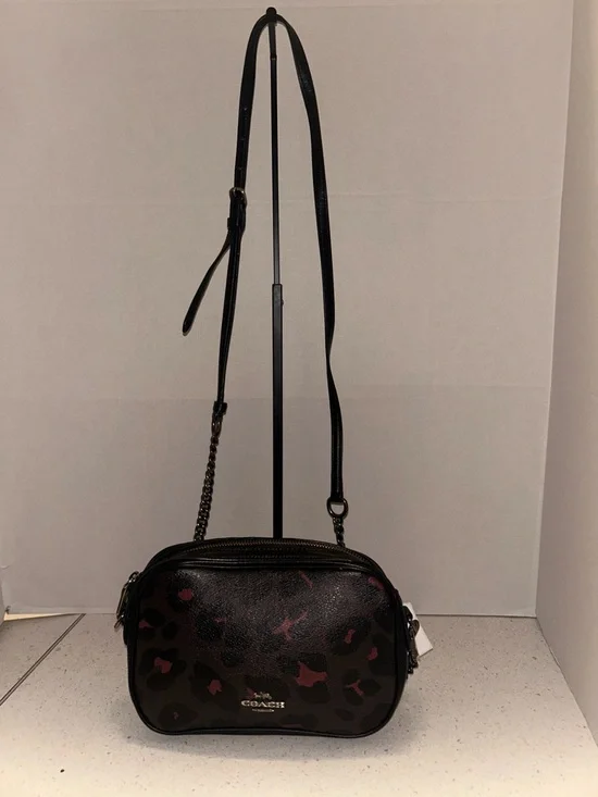 Coach Isla Leopard Print Crossbody in Brown, Black and Red - Picture 2 of 14